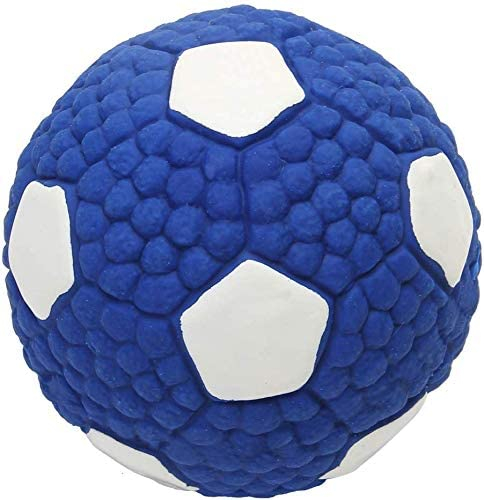 SHANGUP Hundeball Quietschend Hundespielzeug für kleine,mittelgroße und große Hunde unzerstörbares Kauspielzeug für Zähne Reinigungsball für Aggressive Kauer (Blauer Fußball)