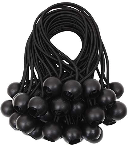 STARVAST 40 Pcs Tendeur Elastique Noir, Tendeur de Bache, Tendeur Elastique Boule pour Tentes, Bâches, Affiches, Camping, Tendeur en Caoutchouc 20CM