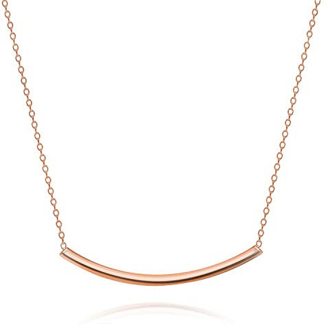 Bling Jewelry Collier Pendentif Minimaliste Délicat Fin Horizontal Tube Rond Courbé Barre Latérale Pour Femmes Adolescents Plaqué Or Rose Argent Sterling .925