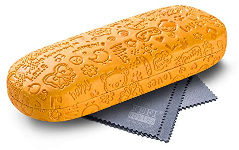 FEFI - Kinder Brillenetui (Hardcase) im Präge-Design - inklusive Brillenputztuch/Microfasertuch