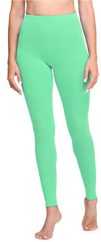 Ladeheid Leggings Damen aus Baumwolle Bequeme und Lange Leggins für Frauen für Frühling Sommer Herbst Winter Saison LA40-133 (Minze, 4XL)