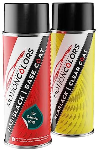 MOTIONCOLORS Vert Longchamp Metallic/Smaragd Grün Metallic KSD für Citroen Autolack Sprühdosen Set Basislack Klarlack Spraydose 400ml