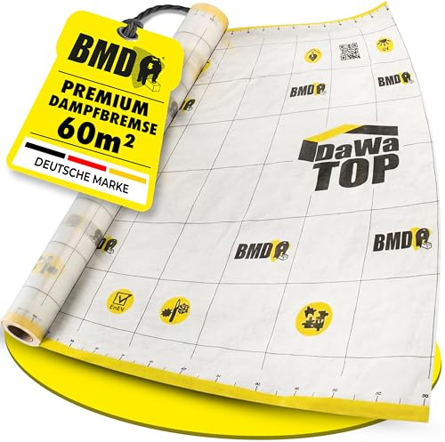 BMD DaWaTop Klimamembran | feuchtevariable Dampfbremse | UV-Stabil | 1,5m x 40m | Dampfbremsfolie nach DIN 4108 & ENEV für Steildach und Flachdach