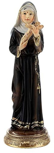 Statue aus Harz Rita von Cascia mit Holzkreuz, 10 cm