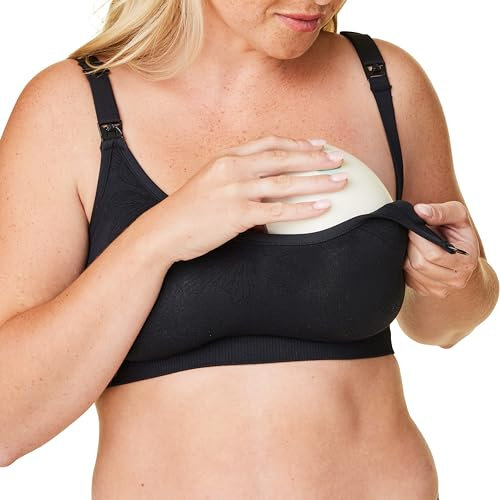 Bravado Designs Women's in-Bra Pumping Bra Nursing Bra Hands-Free Beaucoup Seamless and Adjustable, Black, M