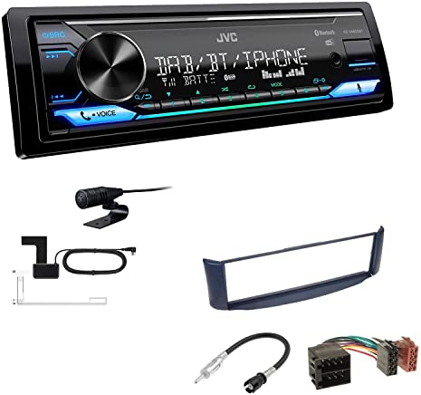 JVC KD-X482DBT 1-DIN Autoradio Media Receiver Digitalradio DAB+ Bluetooth Amazon Alexa USB Einbauset passend für Smart ForTwo Cabrio Coupe 1998-2007 schwarz