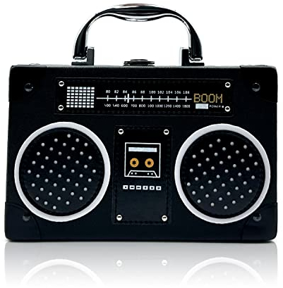 JeVenis Back To The 90s Kostüm 90er Jahren Party Dekorationen Damen Back To The 90s Schräge Schultertasche 90s Kettenbeutel Radio Handtasche