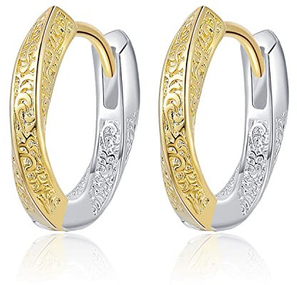 Bellitia Jewelry Modeschmuck Ohrringe Creolen Hypoallergener Ohrschmuck aus 925 Sterling Silber, Vintage Creolen Zwei Farben Ranke Hohle Ohrringe Feiner Ohrschmuck für Frauen Damen