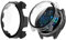 GIOPUEY [2 Pezzi Cover per Garmin Forerunner 965, Pellicola Protettiva Vetro + Cornice in Plastica Rigida, Garmin Forerunner 965 Custodia - Black+Transparent