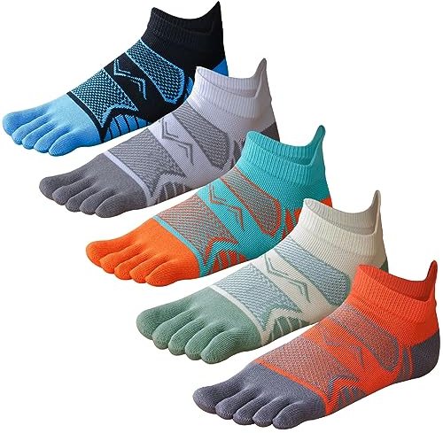 GINZIN Zehensocken Herren Baumwolle Fünf Finger Socken Sport Laufsocken 5 Paare (as3, numeric, numeric_39, numeric_43, regular, regular, Mischfarben 1-5 Paar)