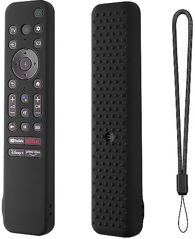 Cover in silicone per Sony RMF-TX800U RMF-TX900U Voice Remote Contorl 2022, custodia in silicone antiscivolo antiurto con cordino per telecomando TV Sony 4K Ultra HD serie X80K X90K X95K (nero)