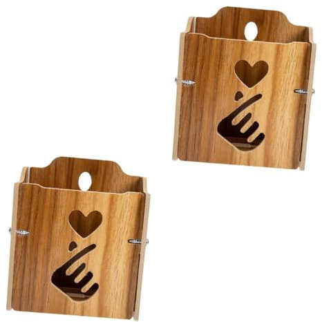 Gatuida 2st Handy Aufbewahrungsbox Selbstklebende Wandhalterung Für Telefone Wandregal Aus Holz Halterung Für Die Wandfernbedienung Handyhalter Hölzern An Der Wand Montiert Container