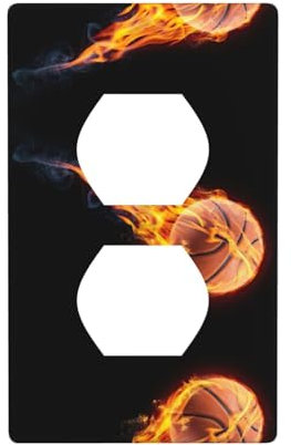 Decorative Light Switch Plate Cover Plate,Basketball On Fire Print Receptacle Wallplate,Blank Cover Wall Plate