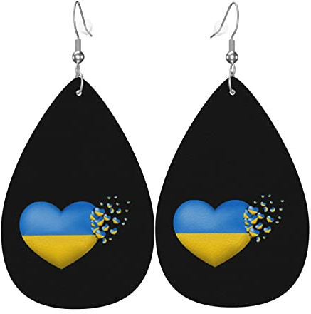 Ohrringe Unterstützen Sie Die Ukraine. Ich Stehe An Der Seite Der Ukraine Leder Ohrringe Mode Baumeln Ohrringe Dekorative Leichte Leder Ohrringe Für Schmuck Mädchen Frauen