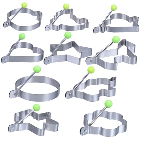 LIFKOME 30 Pcs Fried Egg Mold Silicone Pancake Heart Silicone Mold Stencils for Kids Rings for Kids Egg Timer Egg Separator Animal Stencils Egg Ring Egg Boiler Fried Eggs Stainless Steel