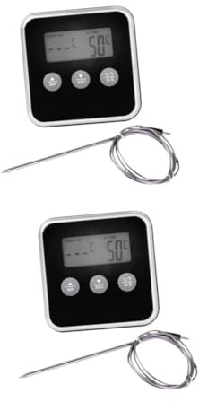 Ciieeo 2stücke Digitales Grillthermometer Mit Lcd-display Funk Bbq Thermometer Ohne Batterie Temperaturalarm Für Fleisch Hähnchen Fisch Präzise Temperaturüberwachung Für Küche Und