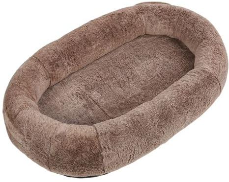 Brrnoo Hundebett in Menschlicher Größe, Großes Menschliches Hundebett für Menschen und Erwachsene, Abnehmbares, Rutschfestes, Großes, Bequemes Plüsch-großes Nickerchen-Bodenbett mit