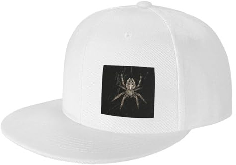 Scary Spider Flat Bill Visor Classic Snapback Hat Blank Adjustable Brim High Top Baseball Cap, weiß, One size