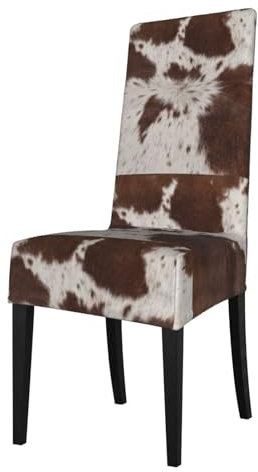 KemEng Kuh Kuhfell Druck, Stuhlhussen, Sitzschutz, Stretch-Esszimmerstuhl-Schonbezug, Sitzbezug für Stühle