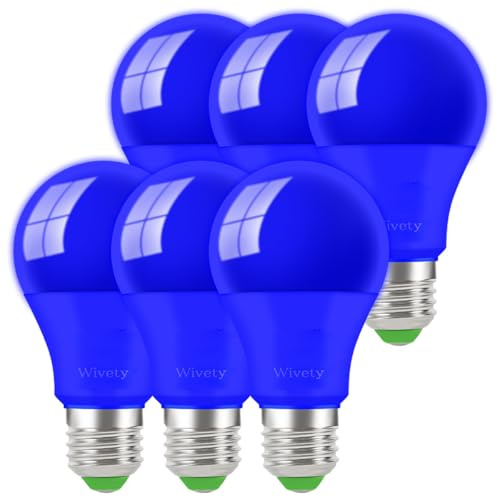 Wivety LED Glühbirne Blau 9W, E27 Farbige Glühbirne Beleuchtung Glühbirnen, Bunte Glühbirnen für Hochzeit Halloween Weihnachten Party Bar (6er Pack)