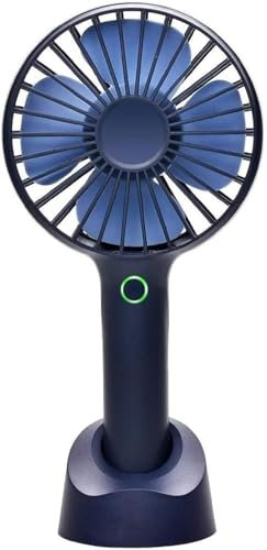 TECHFUN Mini Handheld Fan – 4-Speed Rechargeable Portable Fan, Detachable Base & USB Charging, Quiet Brushless Motor with 2500Mah Battery, Lightweight for Home, Office, Travel, Outdoor (Blue)