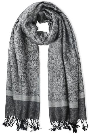 Pashmina Schals und Tücher-Winter Classic Paisley Jacquard Pashmina Wrap Schals für Abendkleider(DE-Style 1-Black White)