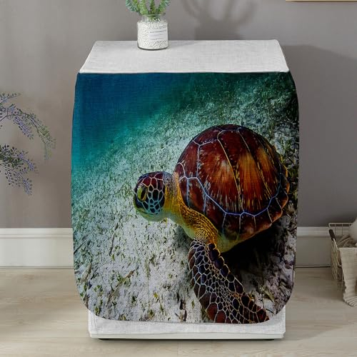 Highdi Funda de Lavadora Cubierta Exterior - Adapta a la Mayoría de Lavadoras y Secadoras de Carga Frontal Protector Solar a Prueba de Polvo (L Capacidad 10.5~12 KG,Tortugas Marinas 3)