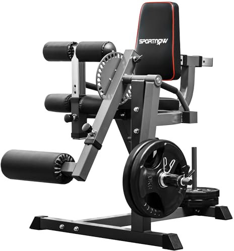 SPORTNOW Calf Machine con Schienale e Cuscinetti Regolabili, Leg Extension Leg Curl Panca Palestra, Macchina per polpacci con Spazio per Dischi Pesi, Grigio e Nero