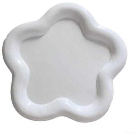 Assiette créative irrégulière en résine, plateau à bijoux en résine pour bagues et boucles d'oreilles, accès et entretien faciles (motif fleurs blanches)