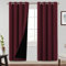 BellaHills 100% Thermovorhang Kälteschutz Gardinen H240xB140cm Blickdichte Vorhänge mit Ösen Gardinen Modern Blackout Curtain Living Room, Burgundisch