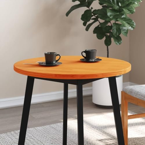 Myheimly Tischplatte Rund Wachsbraun Ø70x2,5 cm Massivholz Kiefer