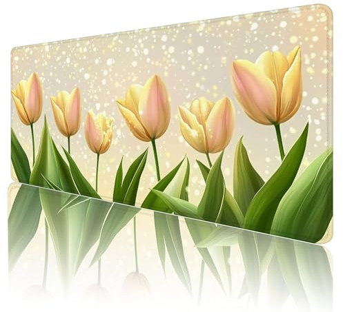 Tapis de Souris de Jeu XXL 1600 x 800mm Tapis Souris Jaune Grand Tapis de Souris Gaming Fleurs Antidérapant Étanche Tapis de BureauHaute précision et Vitesse pour Gamer, Ordinateur, Cadeau,d-3