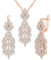 Yumilok leaf tassels 925 Sterling silver women party pretty cute bracelet necklace set rose gold Zirconia