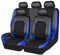 VAEVEN Leder Autositzbezüge für Peugeot 308 SW III Wagon Active Pack/Allure, Wasserdichter Sitzschoner, Auto Zubehör, C Black+Blue