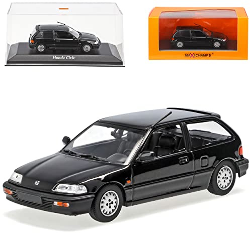 Hond. Civic EF9 Sir 3 Türer Schwarz 4. Generation 1987-1991 1/43 Minichamps Maxichamps Modell Auto
