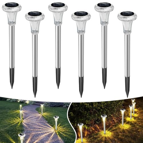 Bigzom Solarlampen für außen Garten Warmweiß, 6 Stück solarlampen garten Winterfest für außen, Terrasse, Rasen, Garten, Hof, Wege