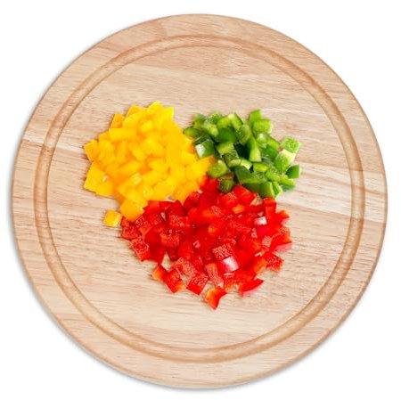 Wooden Chopping Board for Kitchen | Large Cutting Board Wood | Serving Tray & Cutting Board for Meat, Vegetables, Cheeses & Bread (Round 25x25cm)