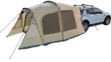 Car SUV Tailgate Tent Canopy Attachment for Camping Vehicle Awning Tent with Rainfly & Inner Tent Quicksand Gold Color