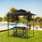 UNIONLINE Grillpavillon 2,4m×1,5m, Grillüberdachung für Außengrill, 2-stufige BBQ-Gazebo-Überdachung für Terrasse, Garten und mehr (Schwarz)