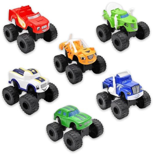 DKLQXCE 6 Stück Blaze Machines, Mini Auto, Blaze Machines Autos Tortendekoration Truck Set Cars Kuchendekoration Bigfoot Offroad