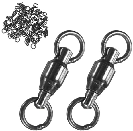 M METERXITY Ball Bearing Fishing Swivels, Stainless Steel Lure Leader | Line Connector for Fishing/Saltwater, High Strength Welded Ring