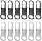 JDXun 12 Stück Reißverschluss Zipper Abnehmbare Reißverschluss-Schieber Metall Universal Reparatur Reißverschluss Zipper Ersatz für Kleidung Rucksack Handtasche Hosen(Schwarz & Silber)
