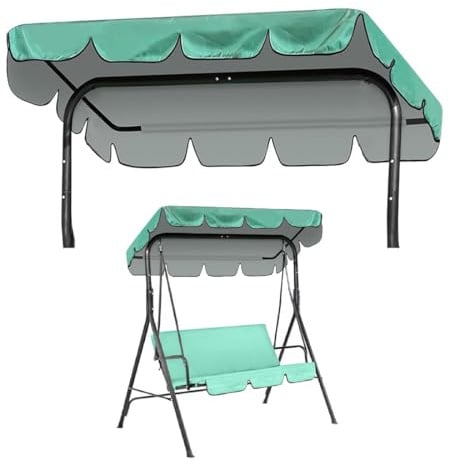 Yuragim Hollywoodschaukel Dachbezug 210 x 145 cm, 420D Oxford Universal Sonnendach für Hollywoodschaukel 2-3 Sitzer, UV-Schutz Ersatzdach Wasserdicht Dach Dachplane für Hollywood Schaukel, Grün
