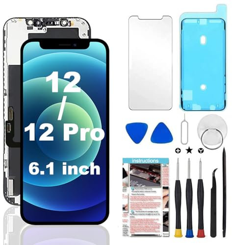 TSIOFO Écran pour iPhone 12/12 Pro 6,1,pour iPhone 12/12 Pro LCD Display Écran Tactile Digitizer Assembly avec Kit De Réparation Complet + Protecteur D'écran