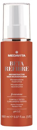 Medavita | Beta Refibre Reconstructive Hair Microemulsion 150 ml, restrukturierendes und schützendes Spray, No-Rinse, Made in Italy
