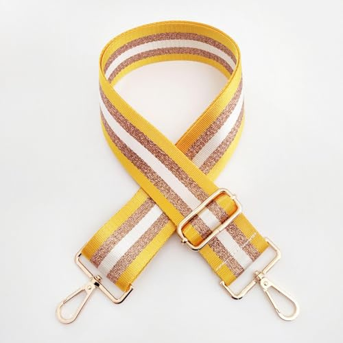AAIXXIZAO Tragegurt Breiter Schultergurt Bunter Taschengurt Damentasche Accessoires Gurt Einzelschulter Crossbody Langer Schultergurt Goldene Schnalle Gelb