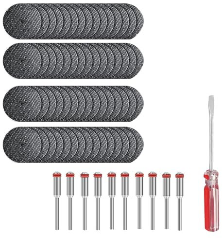 BREANIFULL Trennscheiben für Dremel 60 Stück 32mm Harz-Kreissägeblätter Trennscheiben Kompatibel mit Dremel Zubehör,1 Schneidräder mit 10 STK 3mm Mandrels für Schneiden Holz Stein Metall