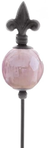 naninoa Metall Stecker französische Lilie. Gartenstecker mit Keramik-Kugel. Gartendeko Gartenverzierung. Pink ROSA 80 cm.