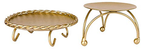 Jrudjsnhhty Candle Holder Gold Candle Holders Set of 2 Decorative Handmade Iron Pillar Plate Candle Holder Centerpiece Fit LED & Wax Candles Pedestal Candle Stand