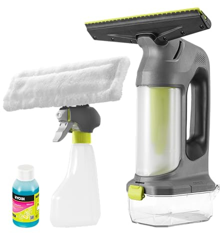 Ryobi RWV18-0 Lavavetri a Batteria 18V ONE+, Serbatoio da 100 ml, Ugello Antigoccia, Leggero e Silenzioso, Ideale per Vetri e Superfici Lisce, Batteria Non Inclusa